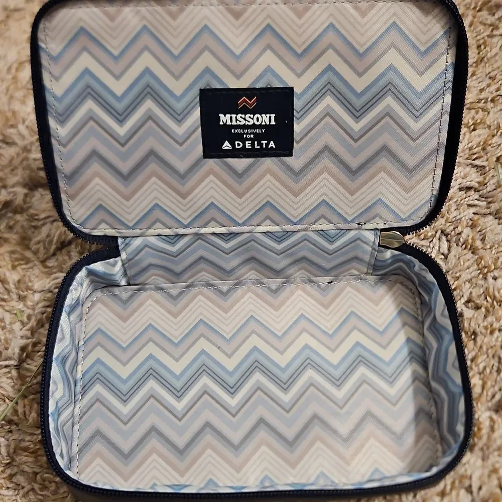 Missoni × Delta Navy Chevron cosmetic travel case